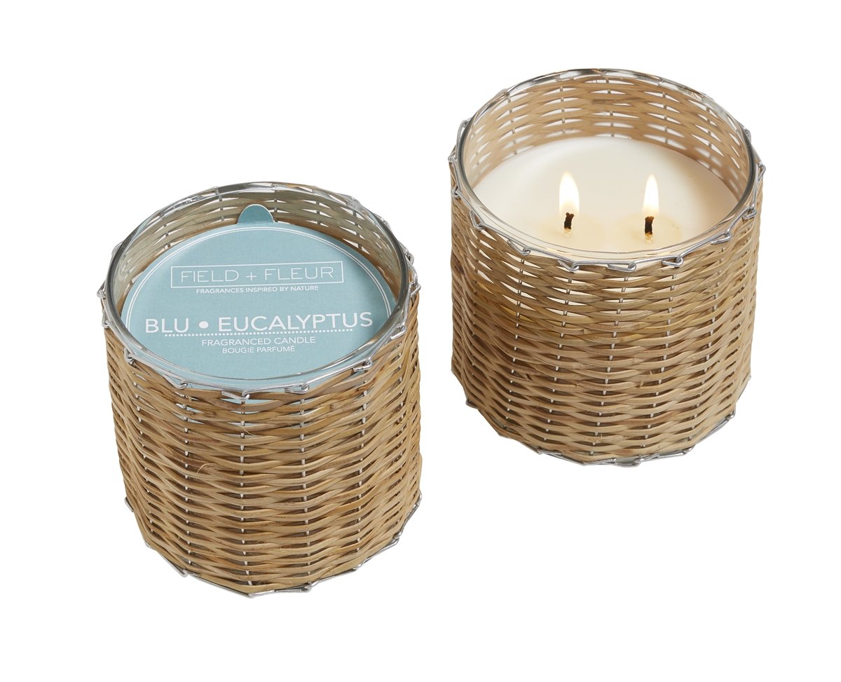 Field + Fleur - Blu Eucalyptus 2 Wick Handwoven Candle