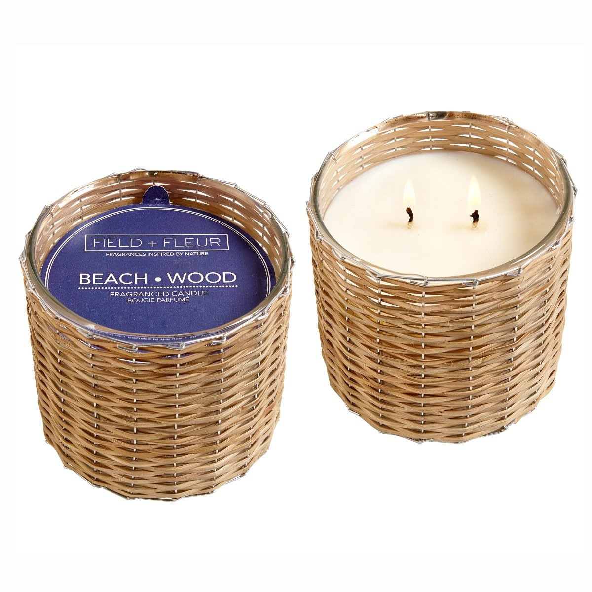 Field + Fleur - Beach Wood 2 Wick Handwoven Candle