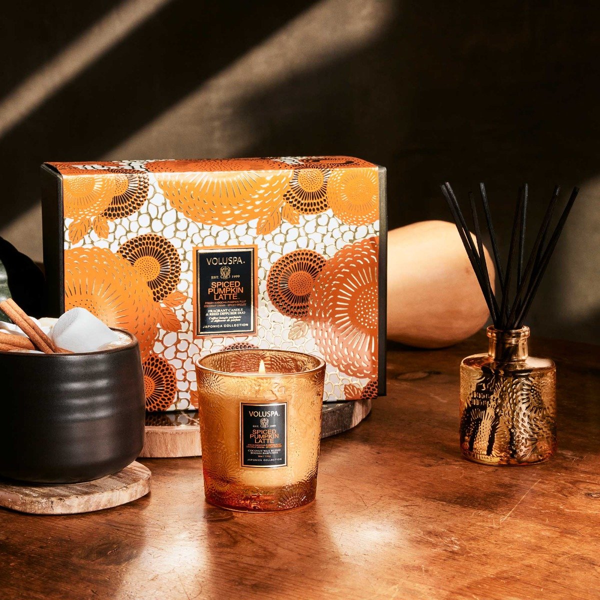 Voluspa - Spiced Pumpkin Latte Demi Candle & Diffuser Duo