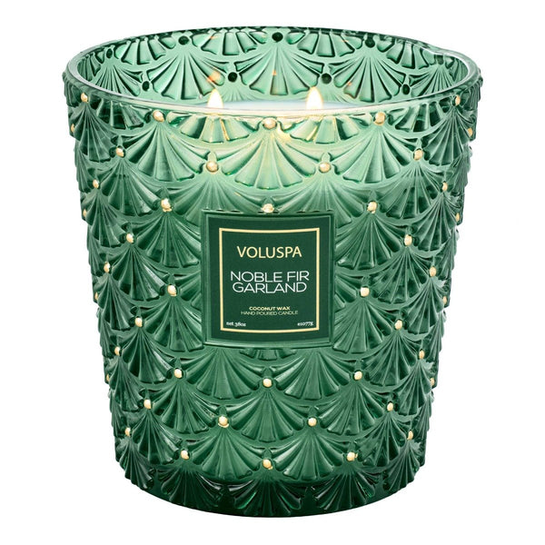 Voluspa - Noble Fir Garland 3 Wick Hearth Candle | Candle Delirium