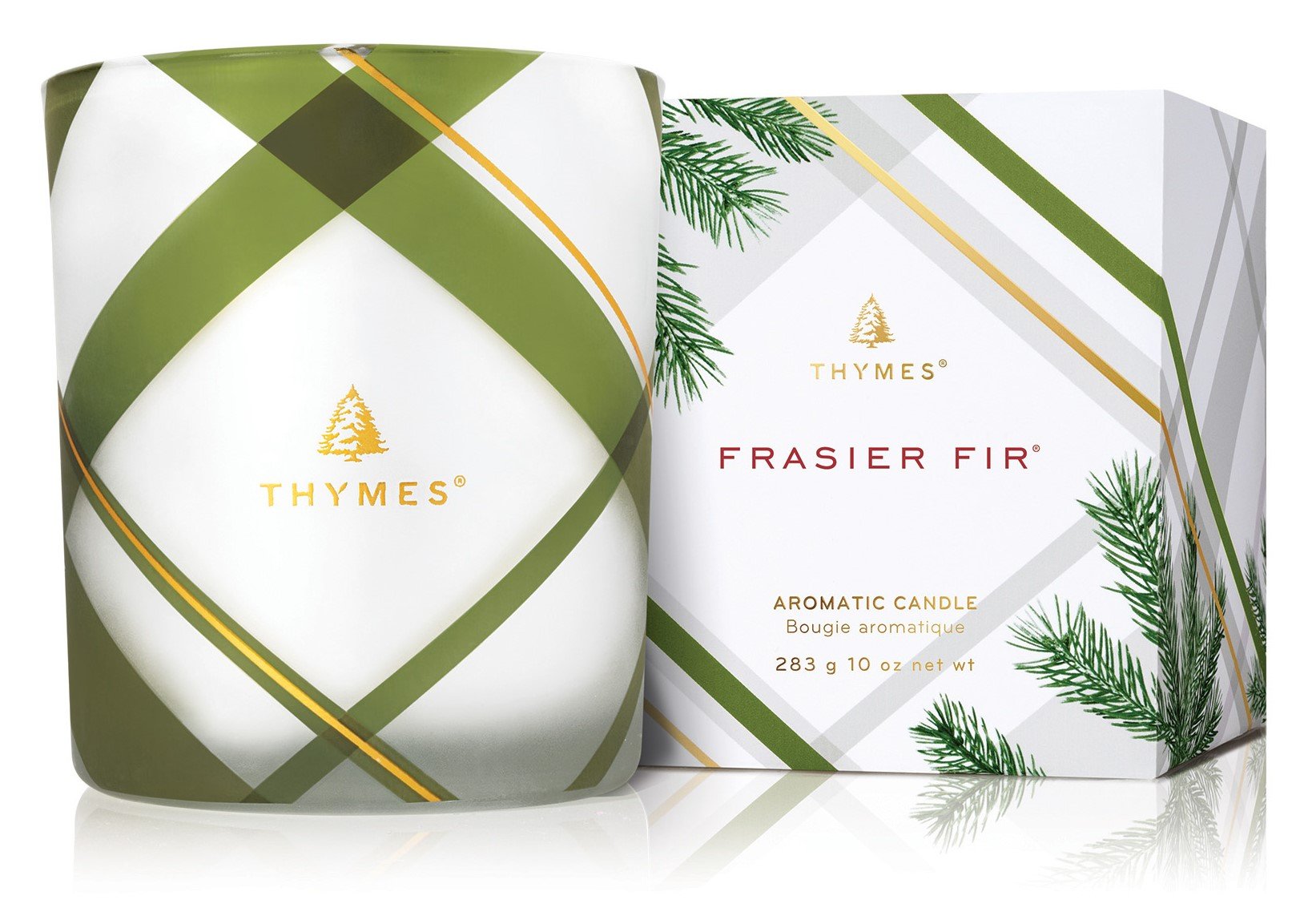 Thymes - Frasier Fir Frosted Plaid Medium Candle