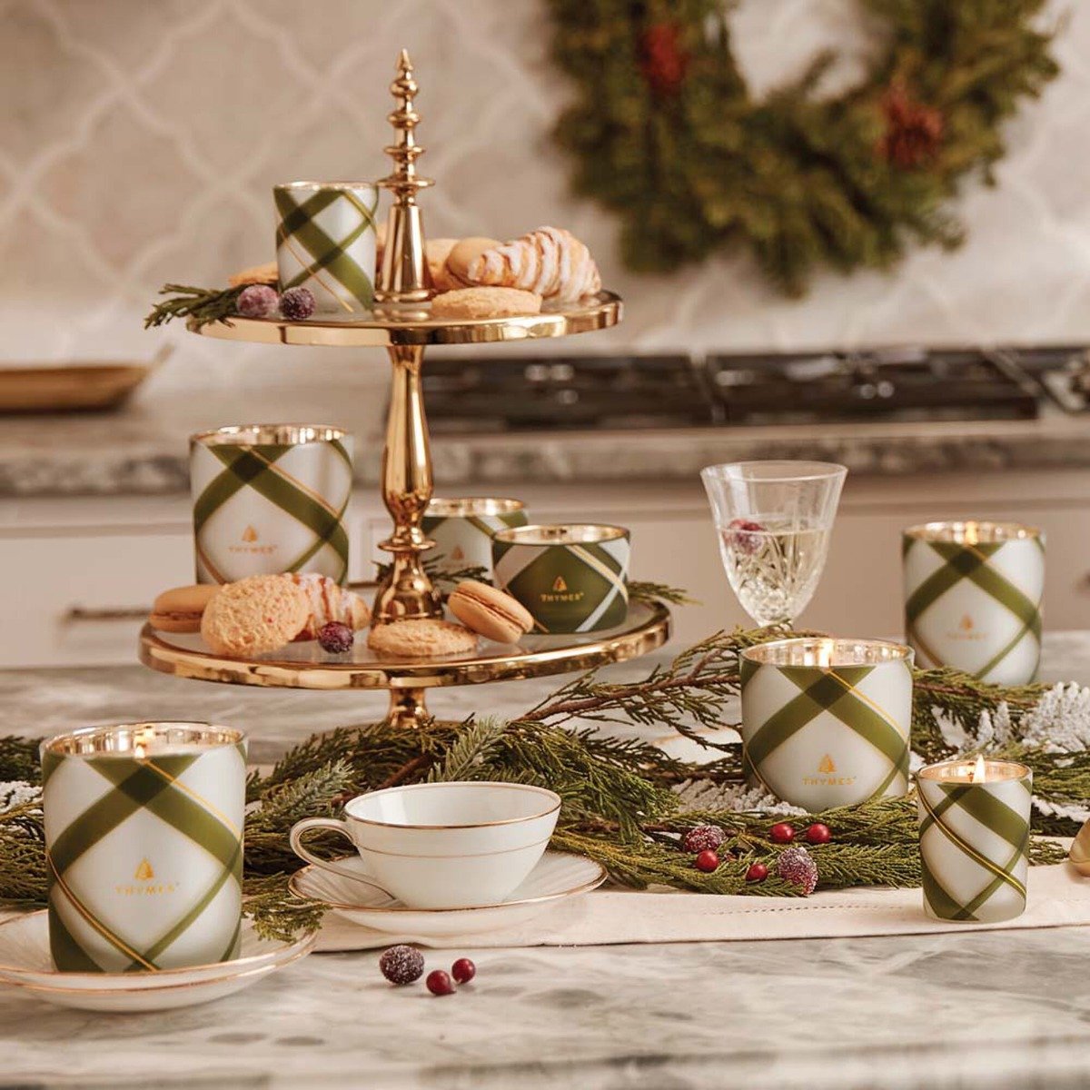 Thymes - Frasier Fir Frosted Plaid Candle Set