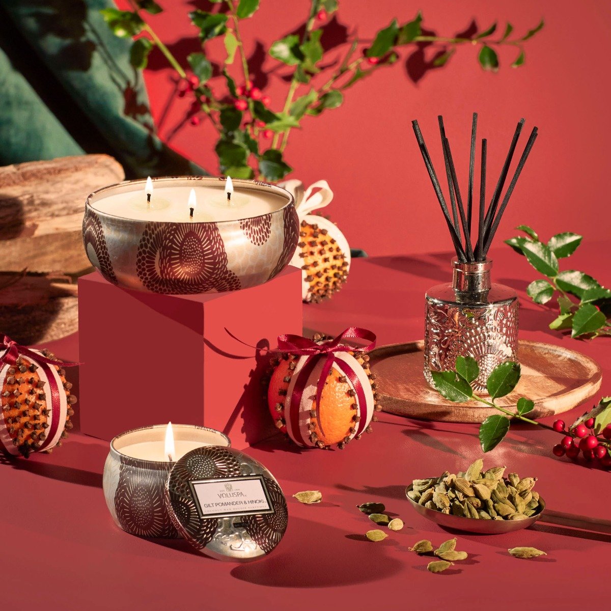 Voluspa - Gilt Pomander & Hinoki Diffuser