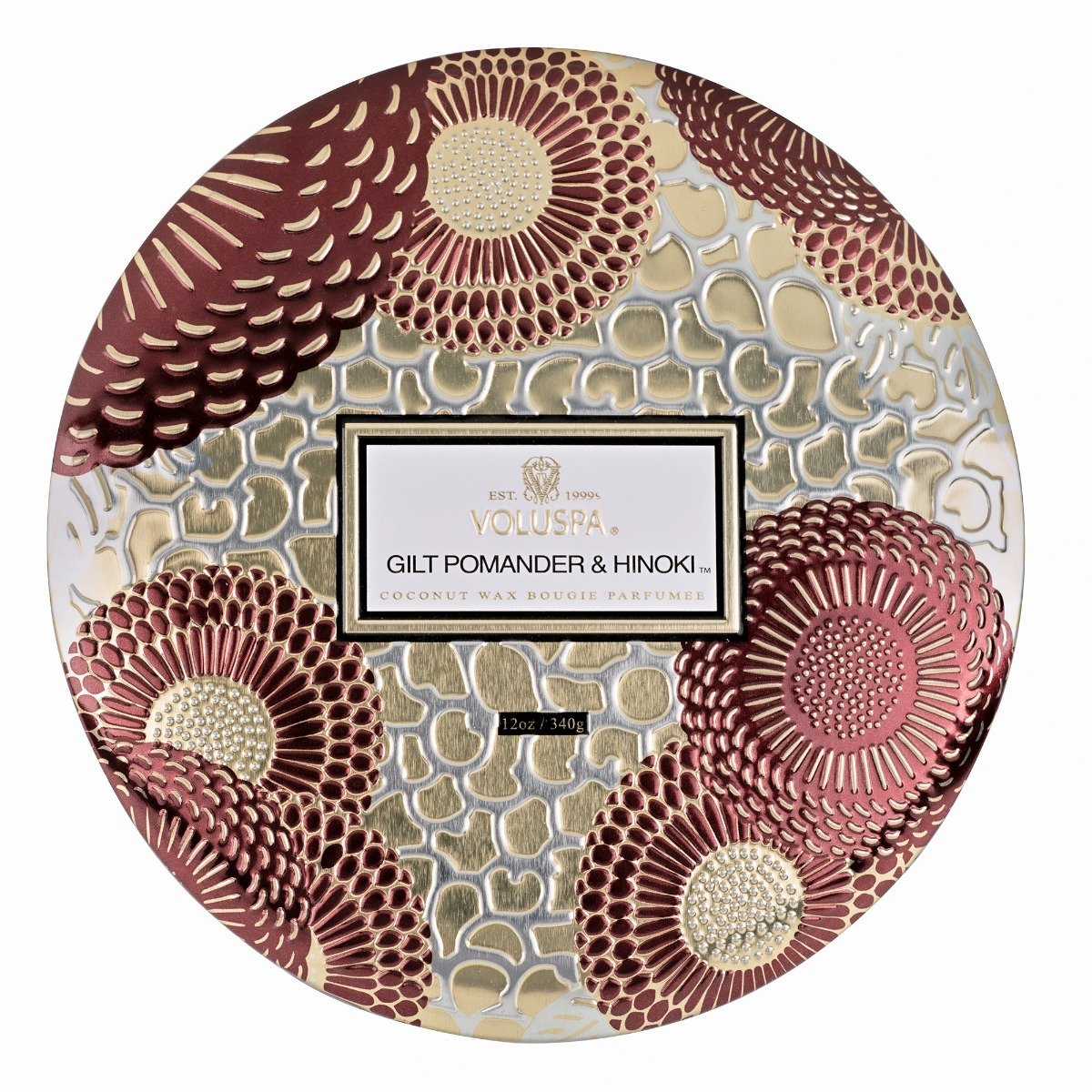 Voluspa - Gilt Pomander & Hinoki 3 Wick Tin Candle