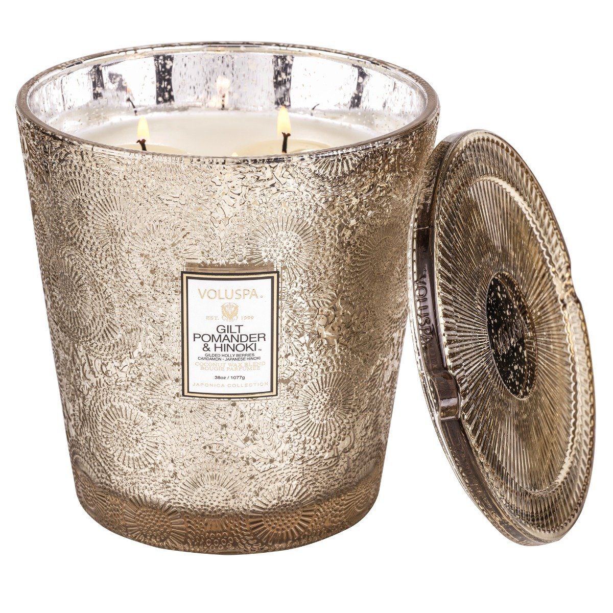 Voluspa - Gilt Pomander & Hinoki 3 Wick Hearth Candle
