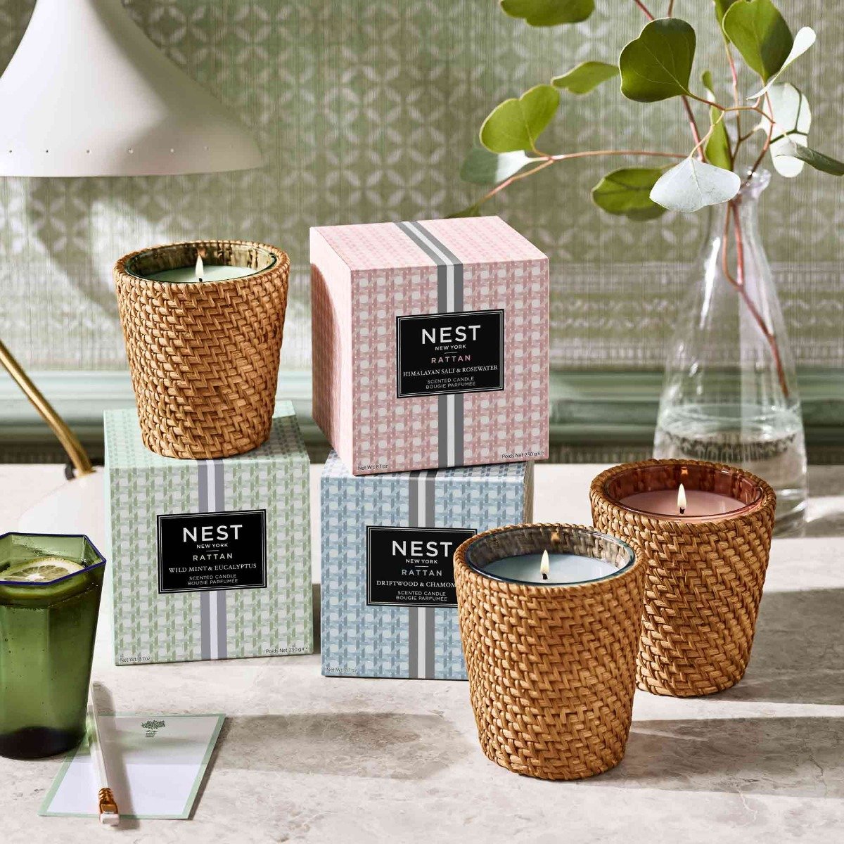 Nest - Himalayan Salt & Rosewater Rattan Candle