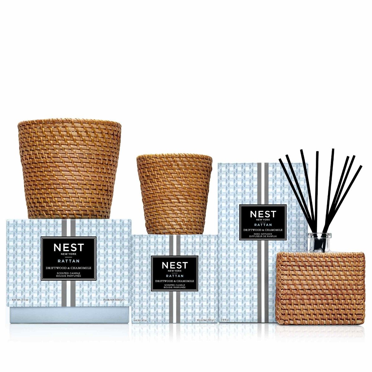 Nest - Driftwood & Chamomile Rattan 3 Wick Candle