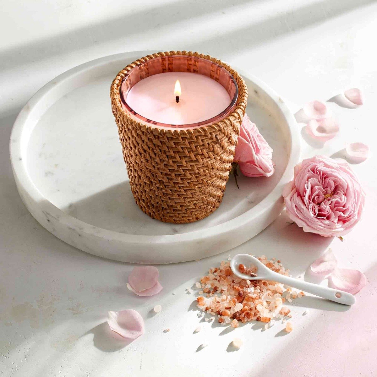 Nest - Himalayan Salt & Rosewater Rattan Candle
