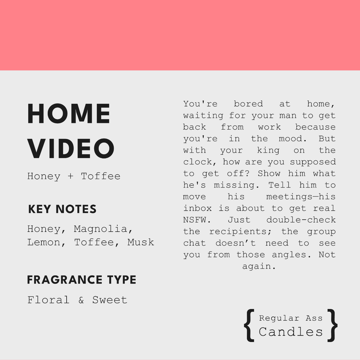 Regular Ass Candles - Home Video (Honey + Toffee) Candle