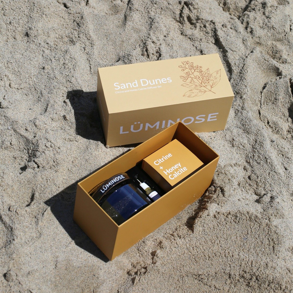 Luminose - Sand Dunes Citrine & Honey Calcite Diffuser Set