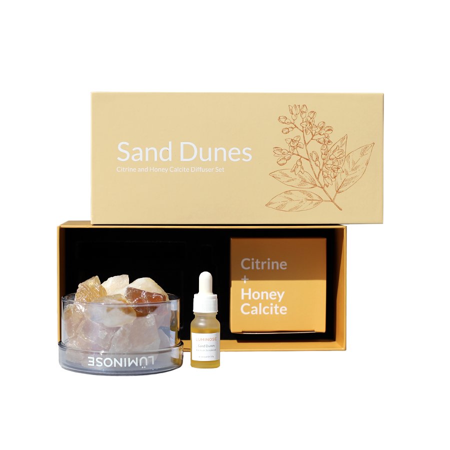 Luminose - Sand Dunes Citrine & Honey Calcite Diffuser Set