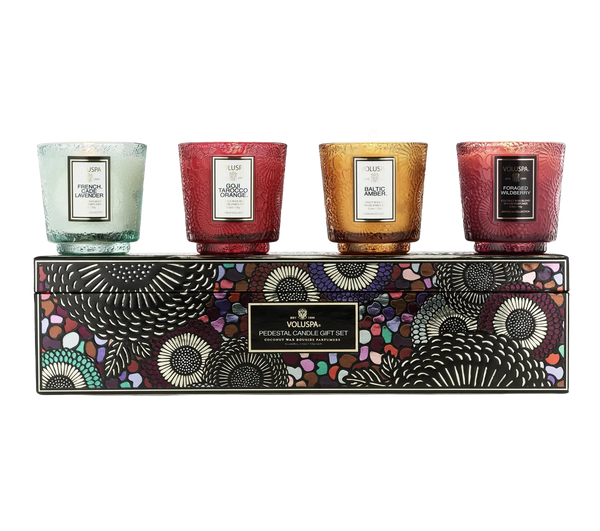 Voluspa - Japonica Best Sellers 4 Pedestal Candle Gift Set luxury scented candle gift