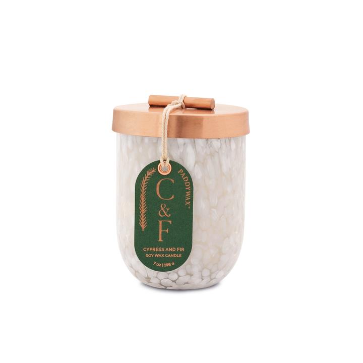 Paddywax - Cypress & Fir White Blown Glass Candle
