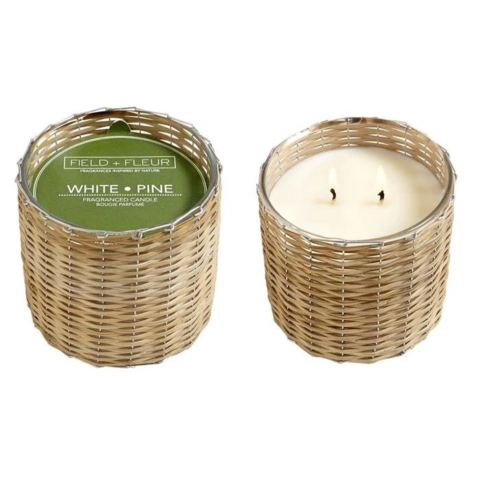 Field + Fleur - White Pine 2 Wick Handwoven Candle