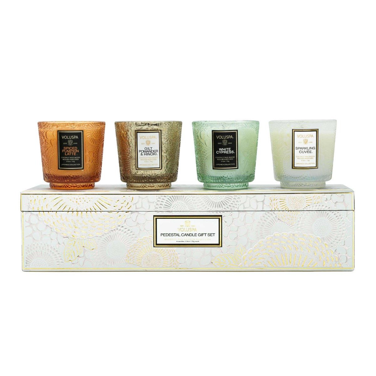  Holiday White Pedestal Candle Gift Set 