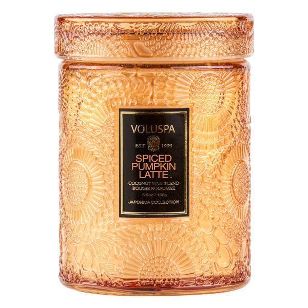 Spiced Pumpkin Latte Embossed Small Glass Candle