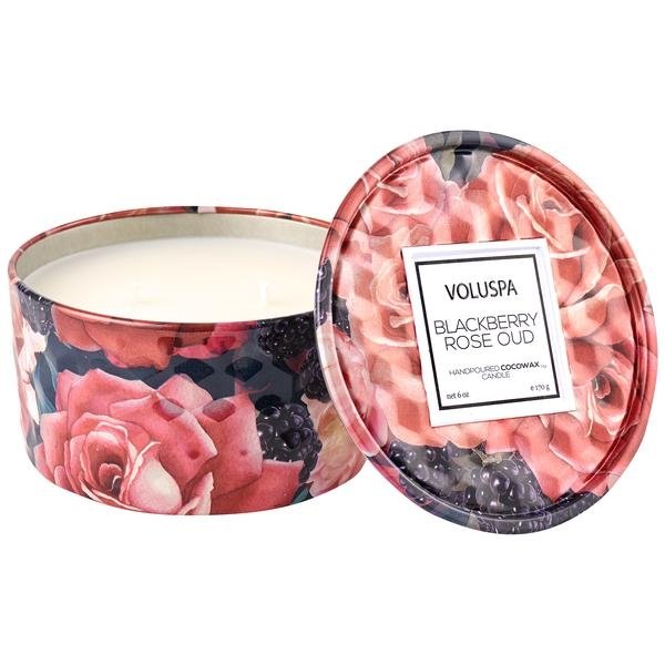 Blackberry Rose Oud 2 Wick Mini Tin Candle