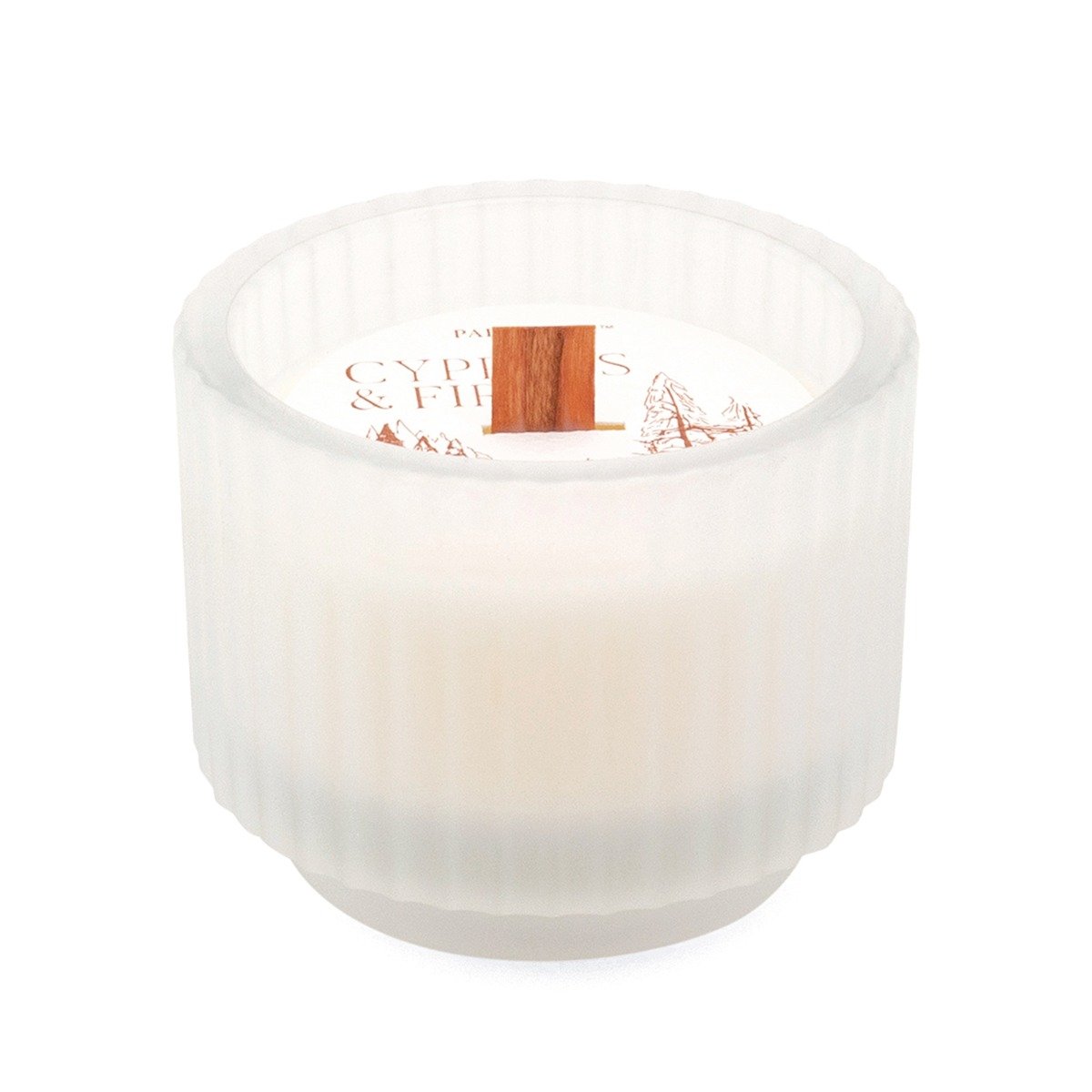 Cypress & Fir White Ribbed Small Candle
