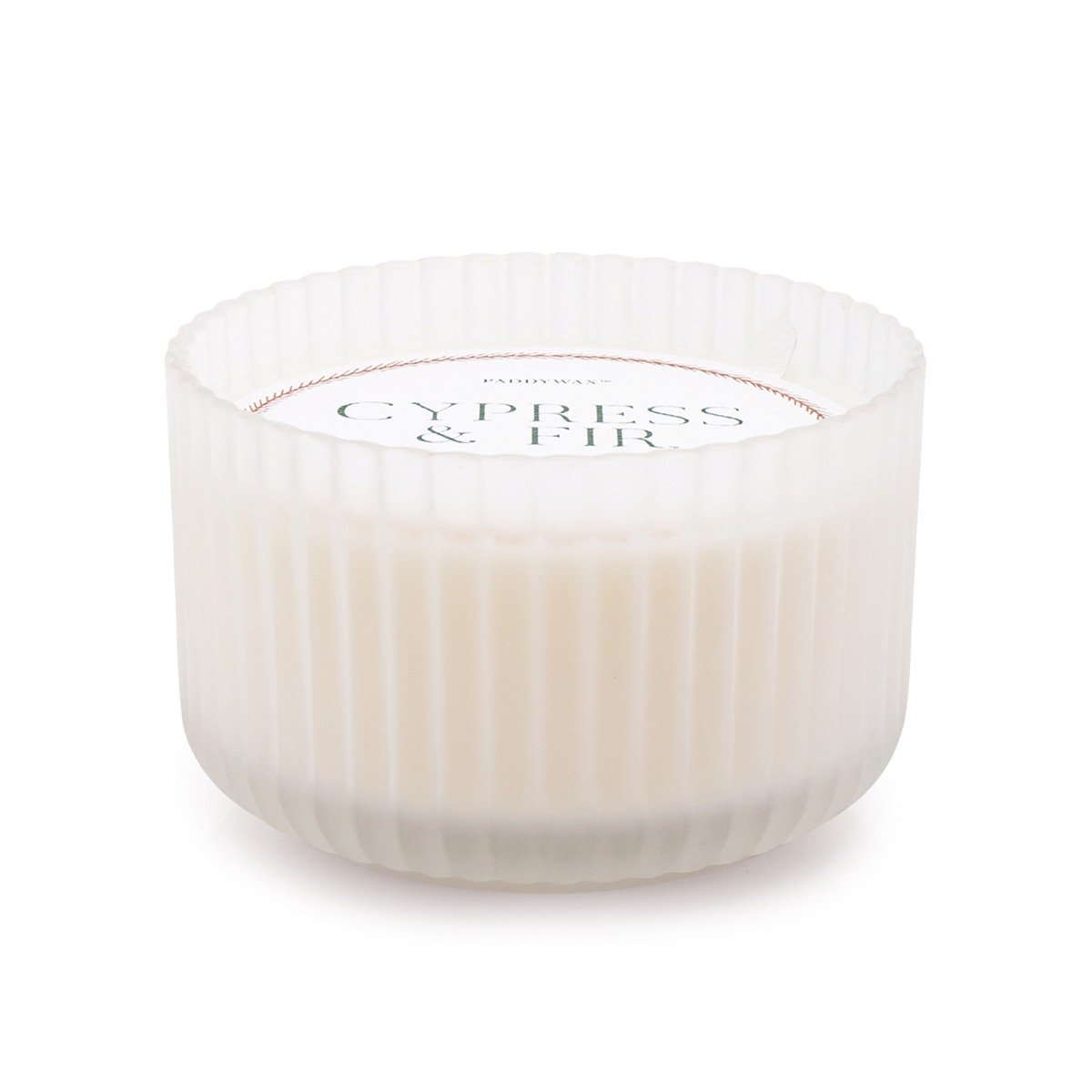 Cypress & Fir White Ribbed Large Candle