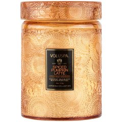 Voluspa Spiced Pumpkin Latte Embossed Glass Candle