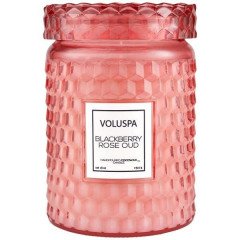Voluspa Blackberry Rose Oud Embossed Glass Candle
