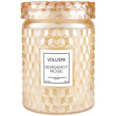 Voluspa Bergamot Rose Embossed Glass Candle