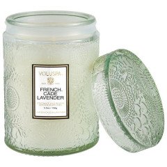 Voluspa French Cade & Lavender Embossed Small Glass Candle