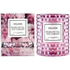Voluspa Rose Petal Ice Cream Icon Cloche Cover Candle