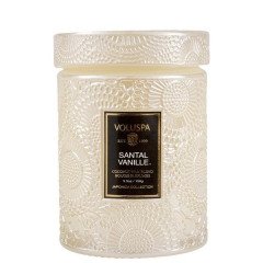 Voluspa Santal Vanille Embossed Small Glass Candle