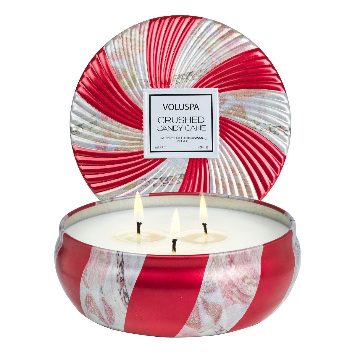 Crushed Candy Cane 3 Wick Tin Candle