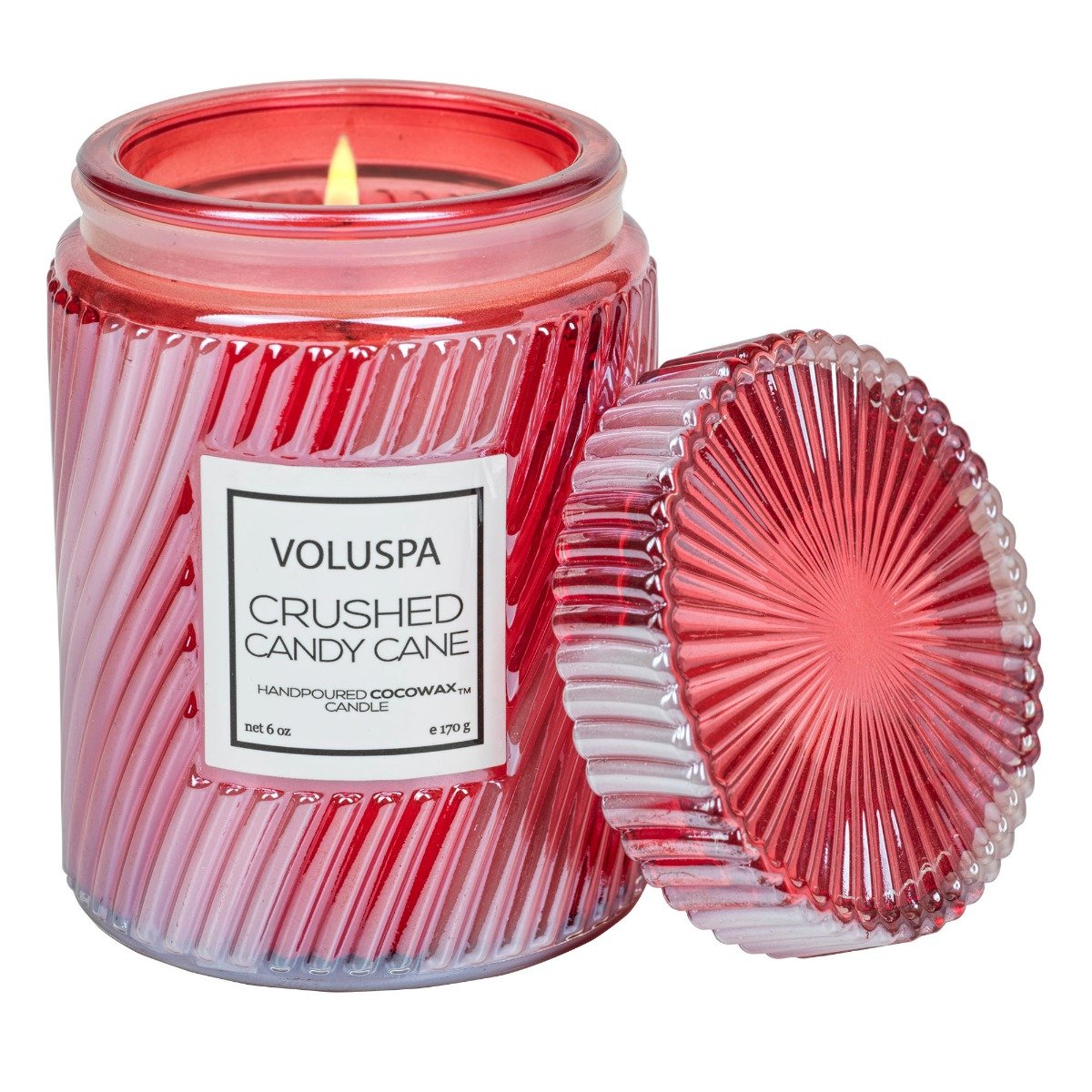 Crushed Candy Cane Embossed Small Glass Candle
