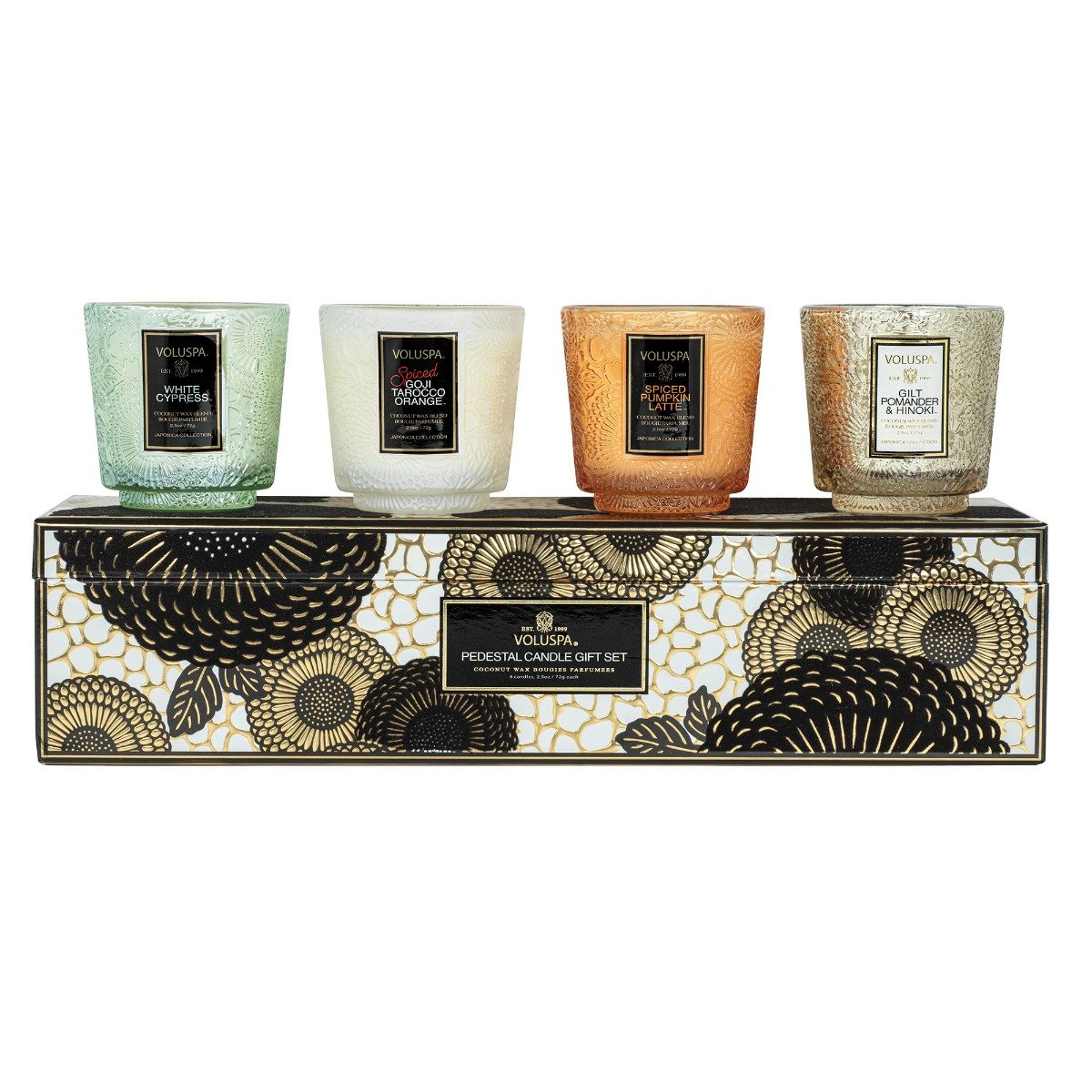  Holiday Black Pedestal Candle Gift Set 