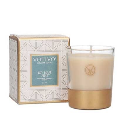 Icy Blue Pine Holiday Votive Candle
