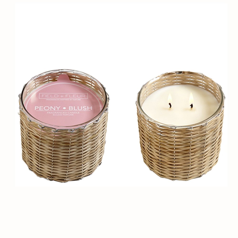Peony Blush 2 Wick Handwoven Candle