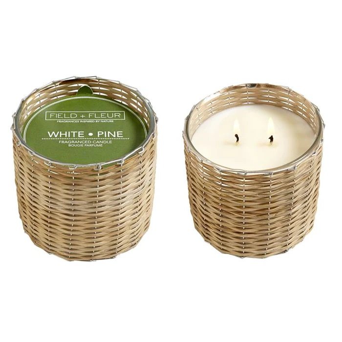White Pine 2 Wick Handwoven Candle